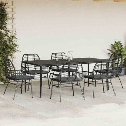 5 Dele Spisebordssæt Til Haven M. Hynder Polyrattan Glas Sort