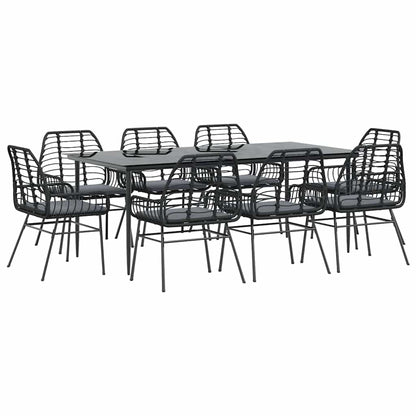 5 Dele Spisebordssæt Til Haven M. Hynder Polyrattan Glas Sort