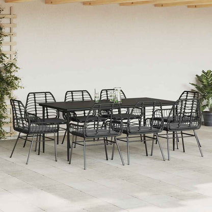 5 Dele Spisebordssæt Til Haven M. Hynder Polyrattan Glas Sort