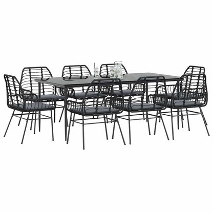5 Dele Spisebordssæt Til Haven M. Hynder Polyrattan Glas Sort