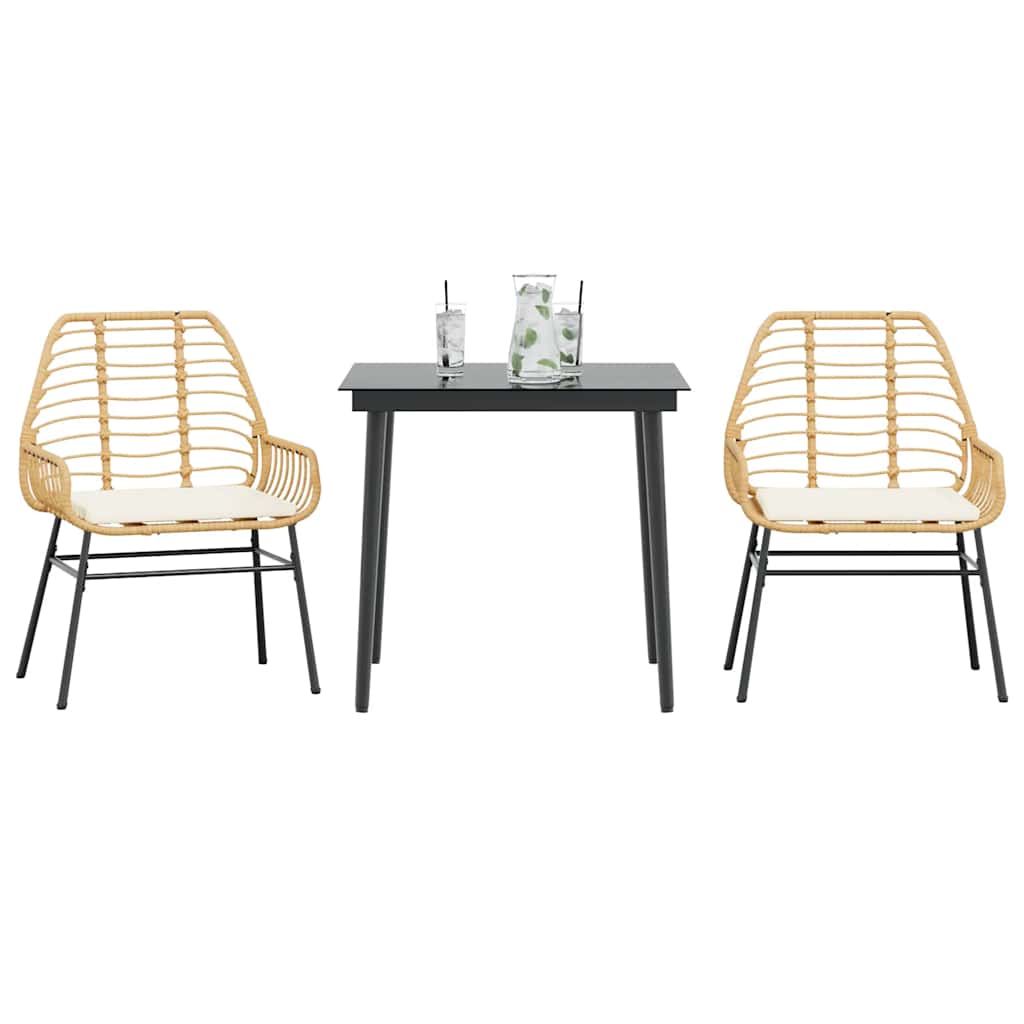5 Dele Spisebordssæt Til Haven Polyrattan Glas - Variant 3334457