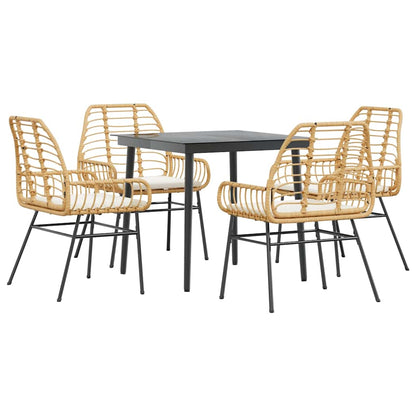 5 Dele Spisebordssæt Til Haven M. Hynder Polyrattan Glas - Billede 2