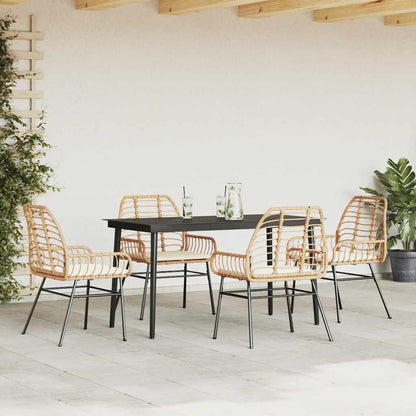 5 Dele Spisebordssæt Til Haven M. Hynder Polyrattan Glas Brun
