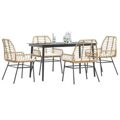 5 Dele Spisebordssæt Til Haven Polyrattan Glas - Variant 3334459