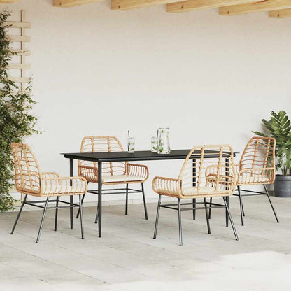 5 Dele Spisebordssæt Til Haven M. Hynder Polyrattan Glas Brun