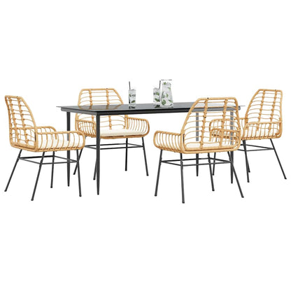 5 Dele Spisebordssæt Til Haven M. Hynder Polyrattan Glas - Variant 3334460