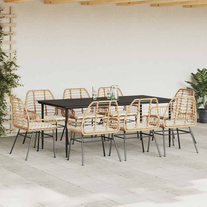 5 Dele Spisebordssæt Til Haven M. Hynder Polyrattan Glas Brun