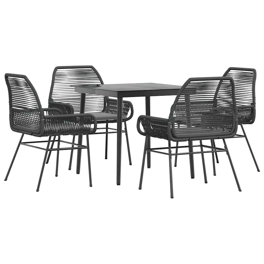 9 Dele Spisebordssæt Til Haven Med Hynder Polyrattan Glas