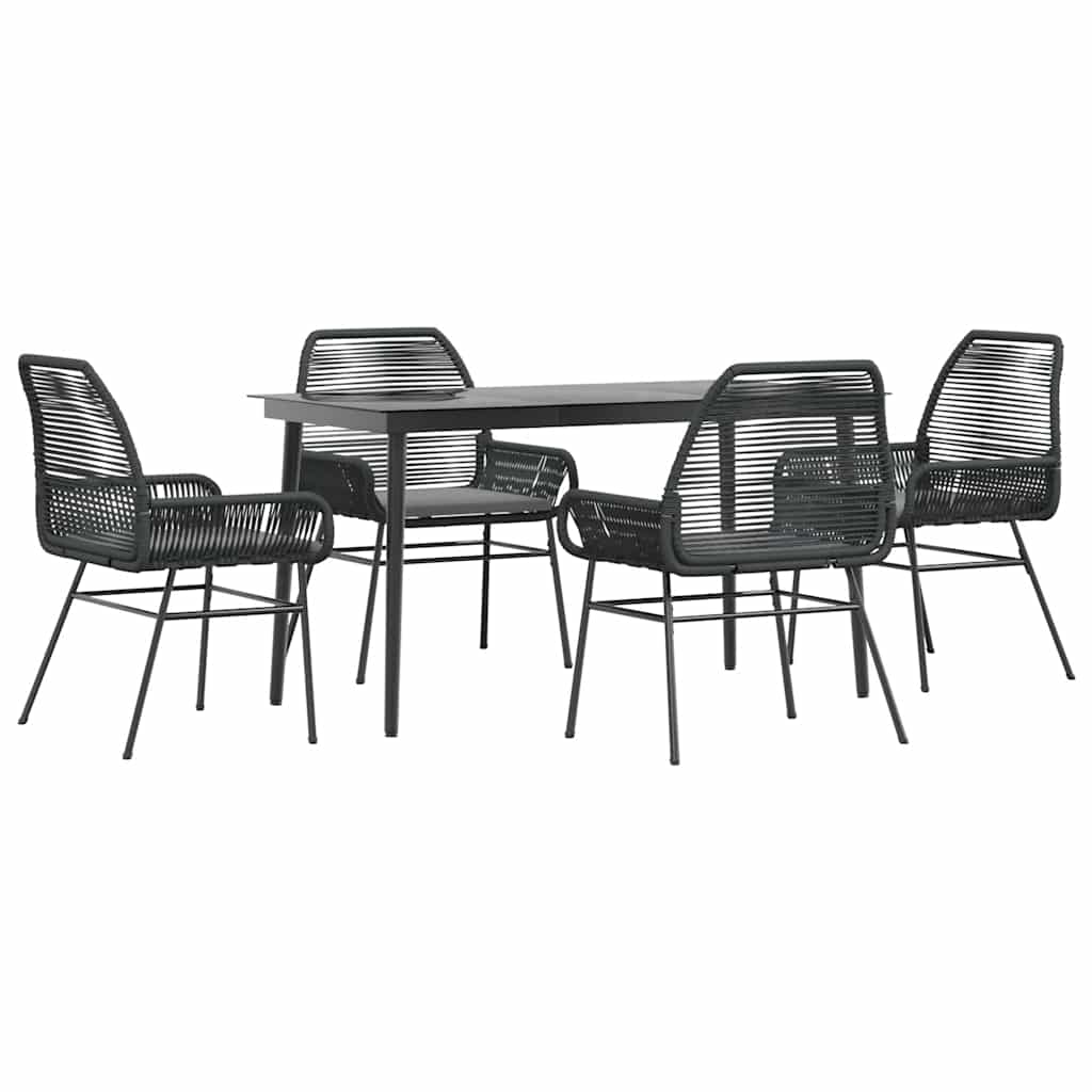 9 Dele Spisebordssæt Til Haven Med Hynder Polyrattan Glas