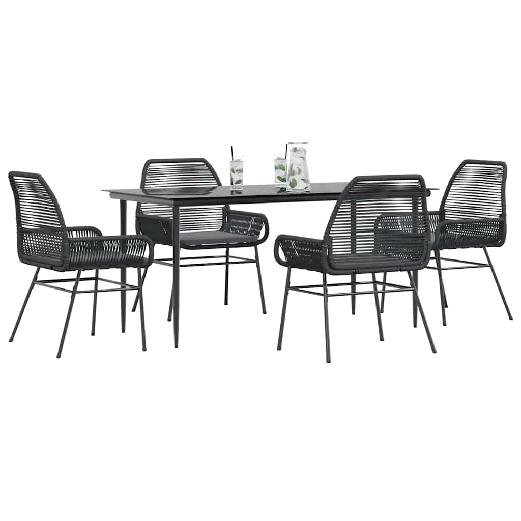 9 Dele Spisebordssæt Til Haven Med Hynder Polyrattan Glas