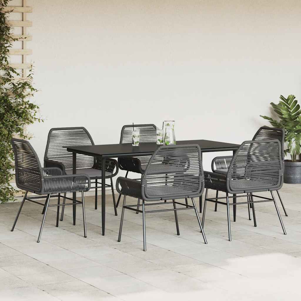 9 Dele Spisebordssæt Til Haven Med Hynder Polyrattan Glas