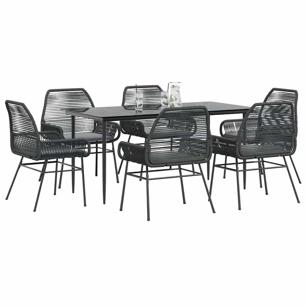 9 Dele Spisebordssæt Til Haven Med Hynder Polyrattan Glas