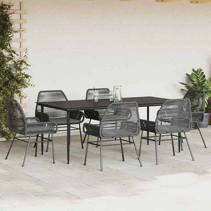 9 Dele Spisebordssæt Til Haven Med Hynder Polyrattan Glas