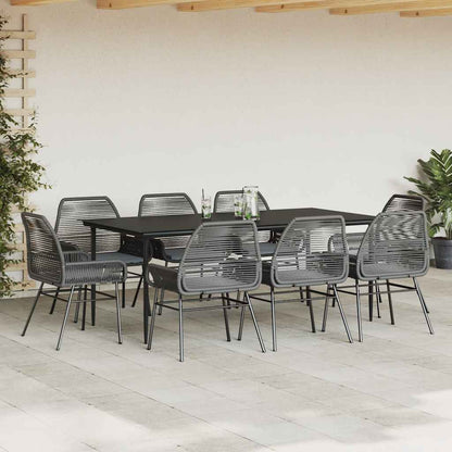 9 Dele Spisebordssæt Til Haven Med Hynder Polyrattan Glas