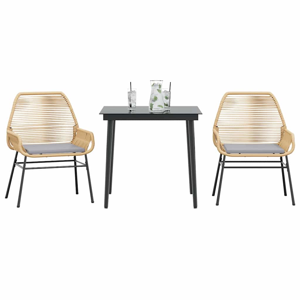 9 Dele Spisebordssæt Til Haven Med Hynder Polyrattan Glas