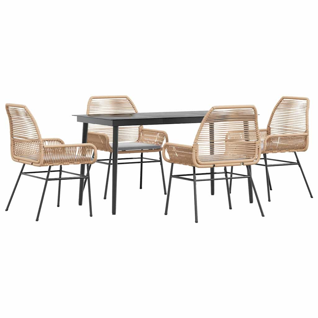 9 Dele Spisebordssæt Til Haven Med Hynder Polyrattan Glas