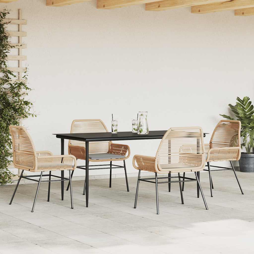 9 Dele Spisebordssæt Til Haven Med Hynder Polyrattan Glas