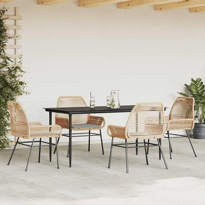 9 Dele Spisebordssæt Til Haven Med Hynder Polyrattan Glas
