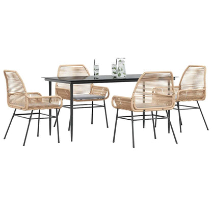 9 Dele Spisebordssæt Til Haven Med Hynder Polyrattan Glas