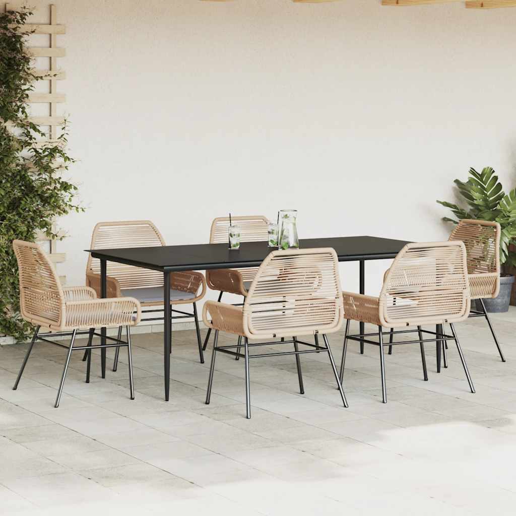 9 Dele Spisebordssæt Til Haven Med Hynder Polyrattan Glas