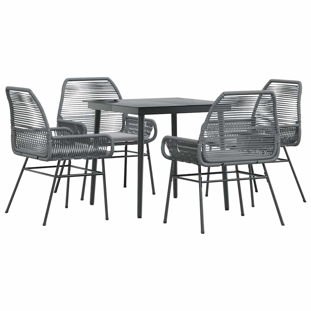 9 Dele Spisebordssæt Til Haven Med Hynder Polyrattan Glas