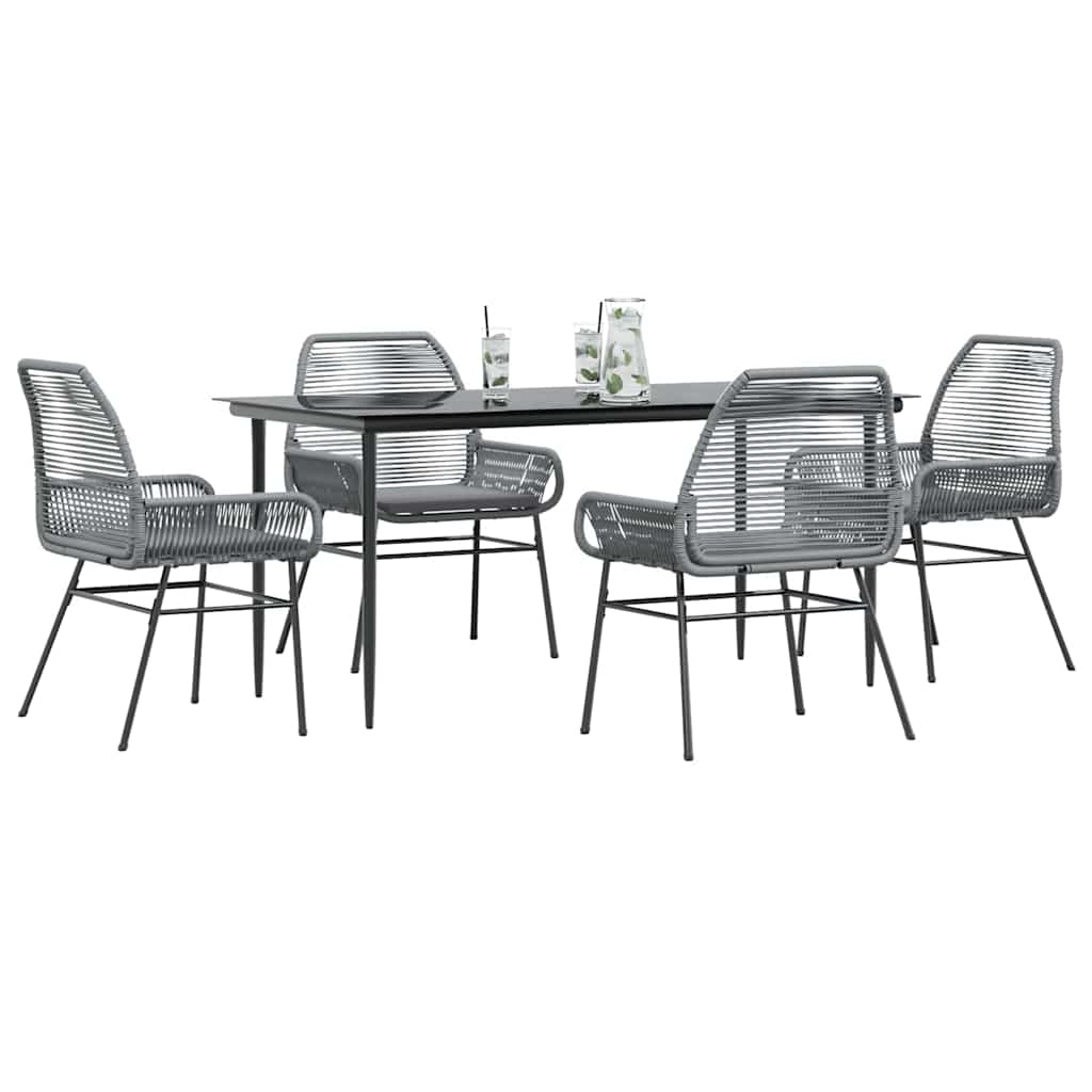 9 Dele Spisebordssæt Til Haven Med Hynder Polyrattan Glas