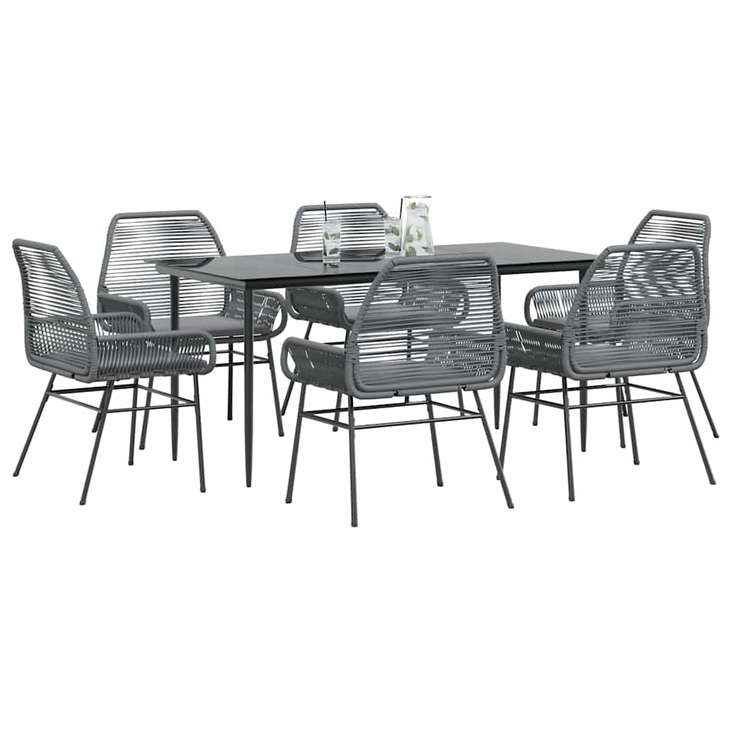 9 Dele Spisebordssæt Til Haven Med Hynder Polyrattan Glas