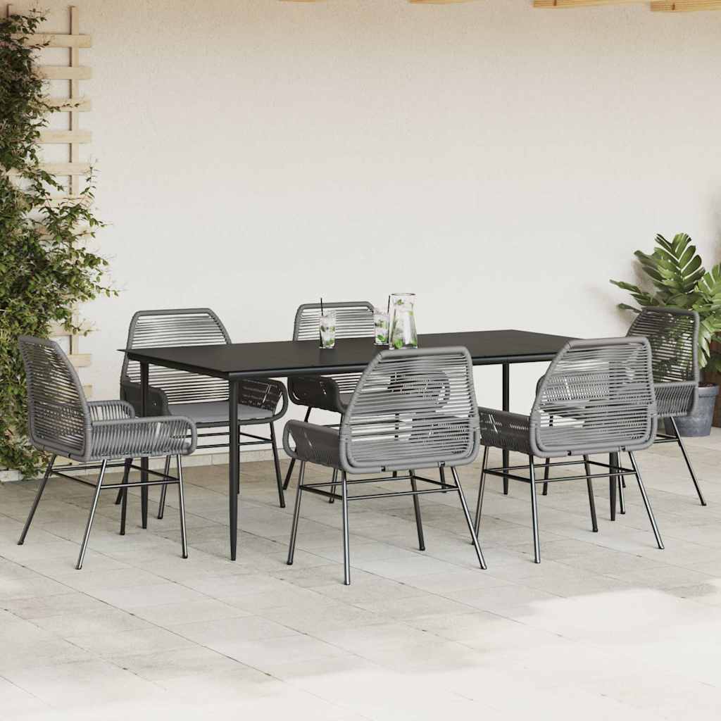 9 Dele Spisebordssæt Til Haven Med Hynder Polyrattan Glas