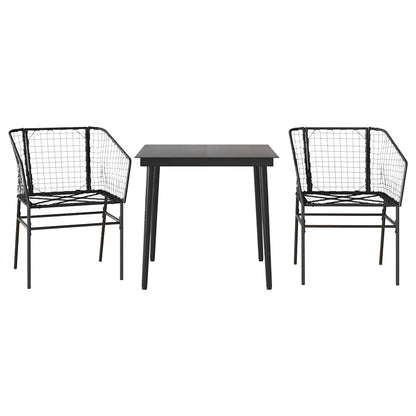 5 Dele Spisebordssæt Til Haven M. Hynder Polyrattan Glas Sort