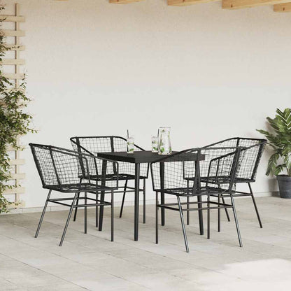 5 Dele Spisebordssæt Til Haven M. Hynder Polyrattan Glas Sort