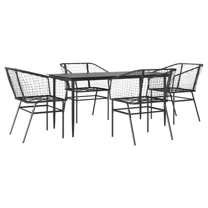 5 Dele Spisebordssæt Til Haven M. Hynder Polyrattan Glas Sort