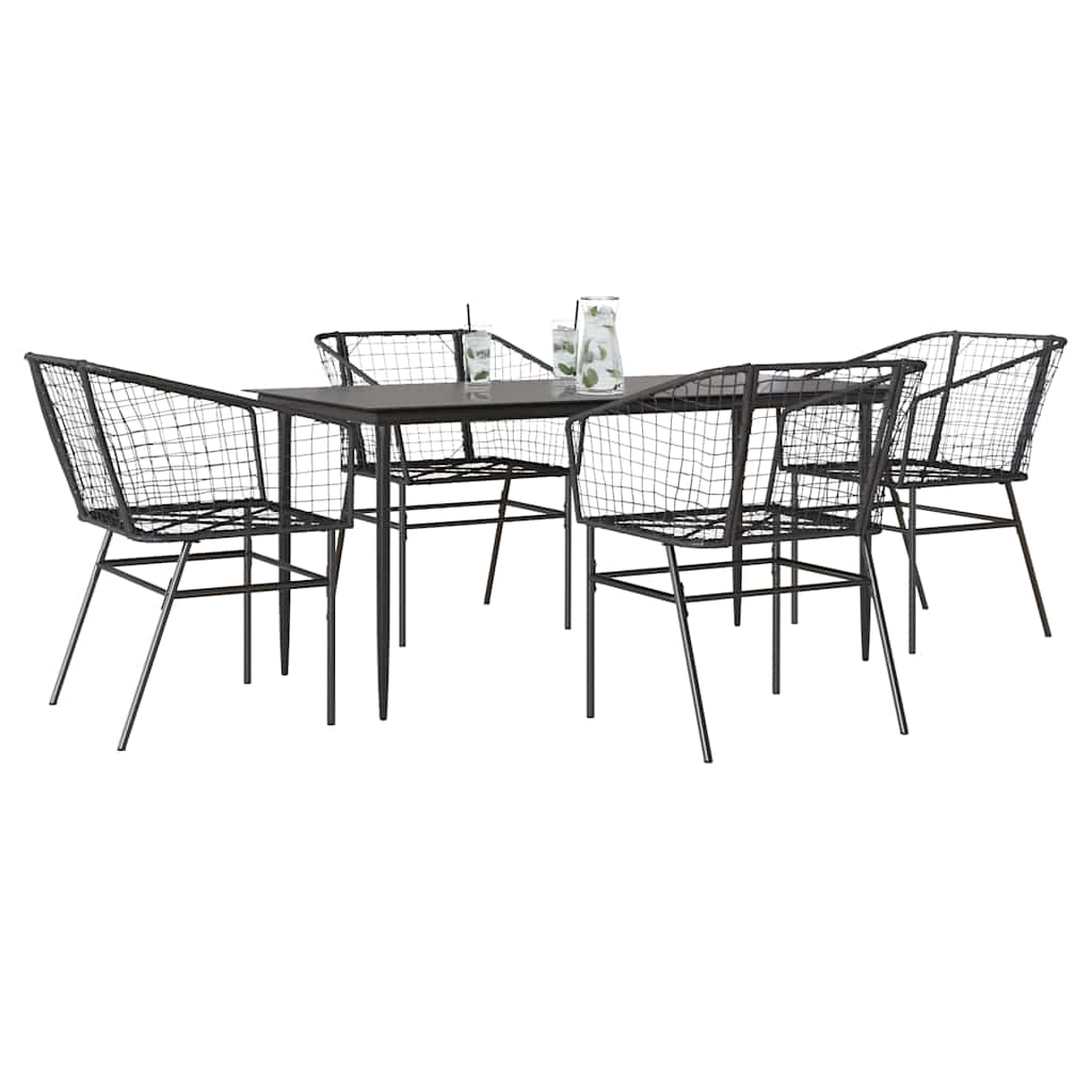 5 Dele Spisebordssæt Til Haven Polyrattan Glas - Variant 3334488