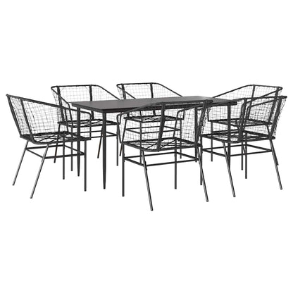 5 Dele Spisebordssæt Til Haven M. Hynder Polyrattan Glas Sort