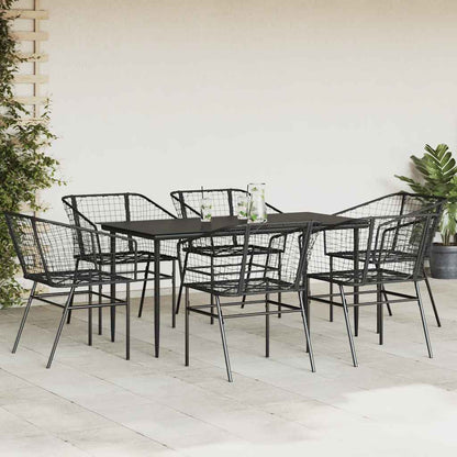 5 Dele Spisebordssæt Til Haven M. Hynder Polyrattan Glas Sort