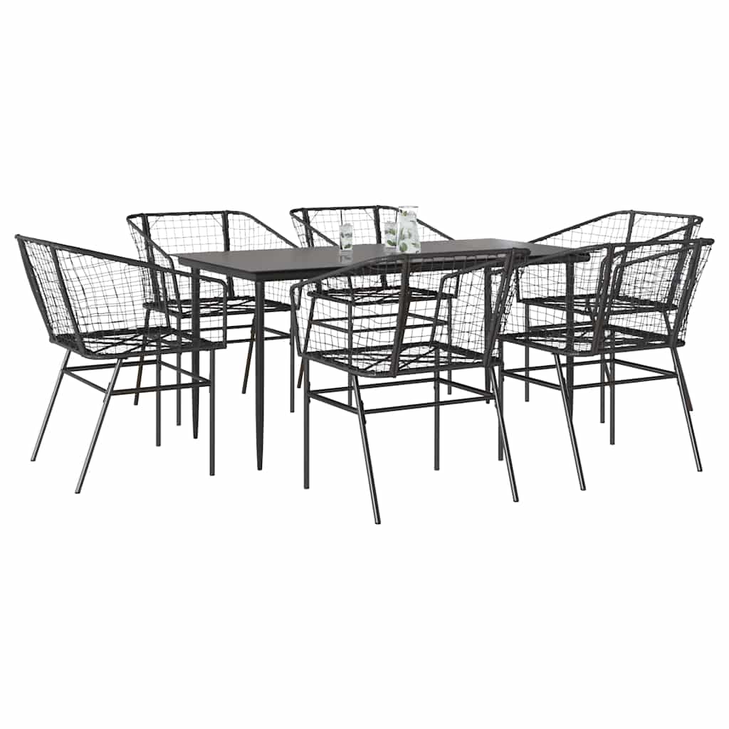 7 Dele Spisebordssæt Til Haven Polyrattan Glas - Variant 3334489