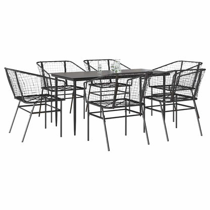 7 Dele Spisebordssæt Til Haven Polyrattan Glas - Variant 3334489