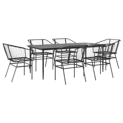 5 Dele Spisebordssæt Til Haven M. Hynder Polyrattan Glas Sort