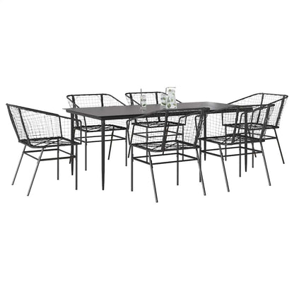 5 Dele Spisebordssæt Til Haven M. Hynder Polyrattan Glas Sort