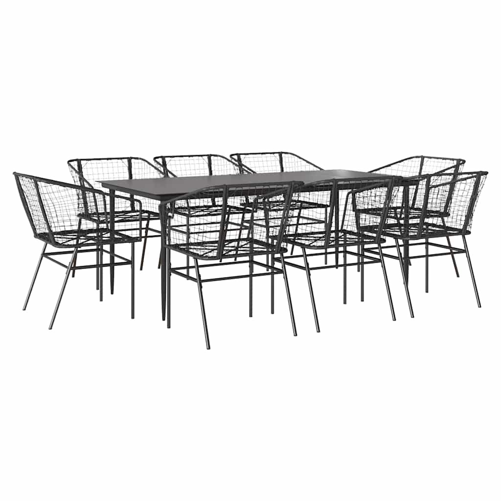 5 Dele Spisebordssæt Til Haven M. Hynder Polyrattan Glas Sort