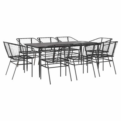 5 Dele Spisebordssæt Til Haven M. Hynder Polyrattan Glas Sort