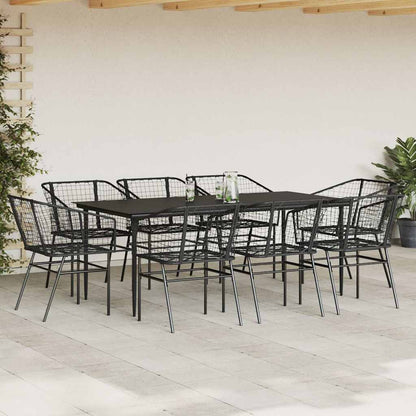5 Dele Spisebordssæt Til Haven M. Hynder Polyrattan Glas Sort