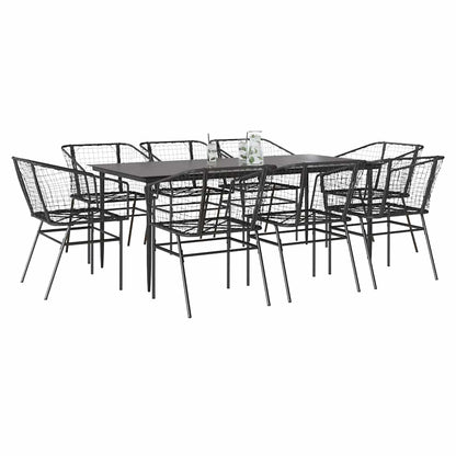 5 Dele Spisebordssæt Til Haven M. Hynder Polyrattan Glas Sort