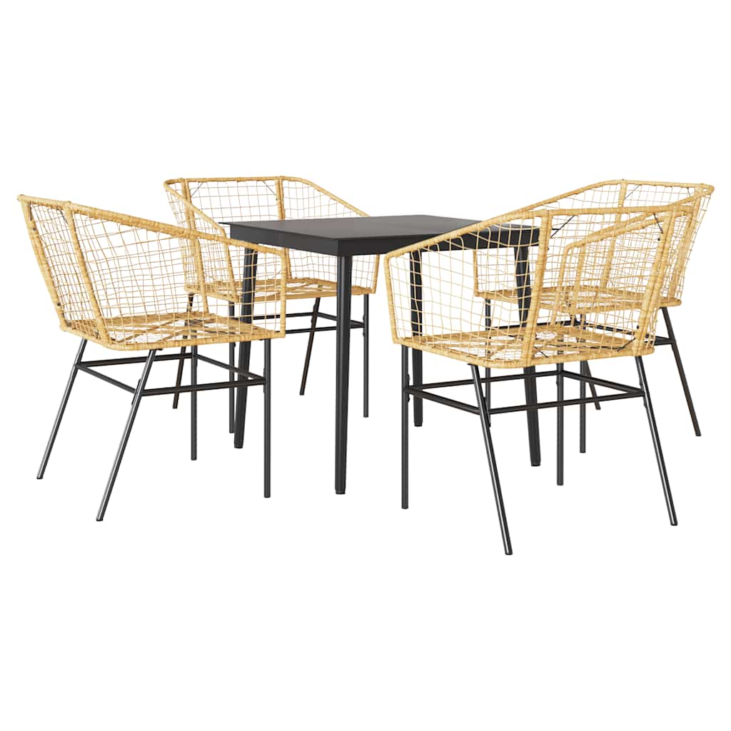 5 Dele Spisebordssæt Til Haven Polyrattan Glas - Billede 2