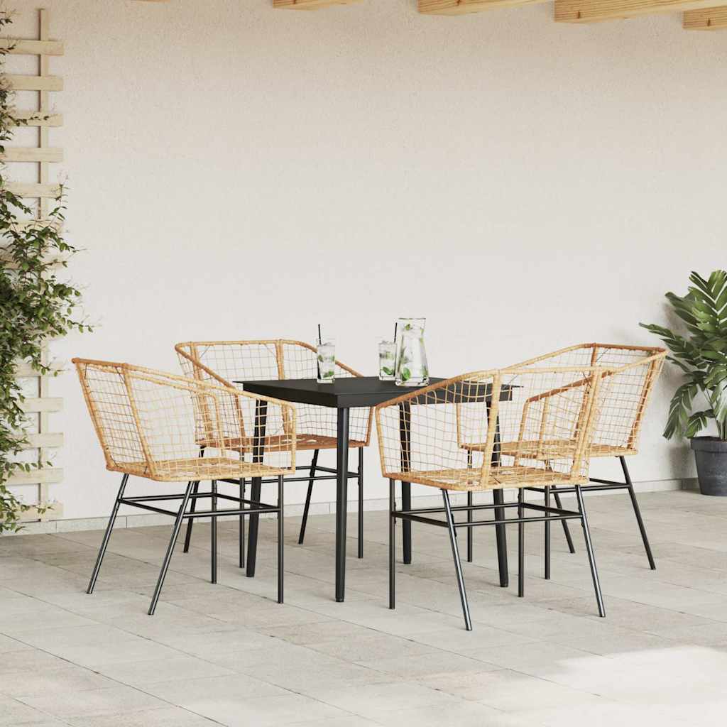 5 Dele Spisebordssæt Til Haven Polyrattan Glas - Billede 3