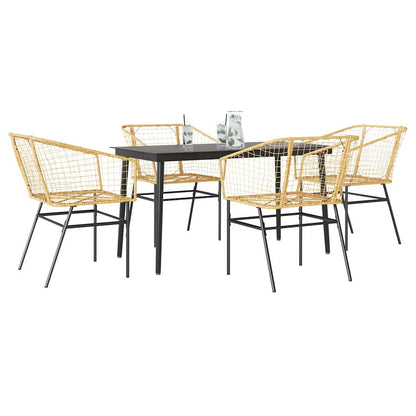 5 Dele Spisebordssæt Til Haven Polyrattan Glas - Variant 3334494