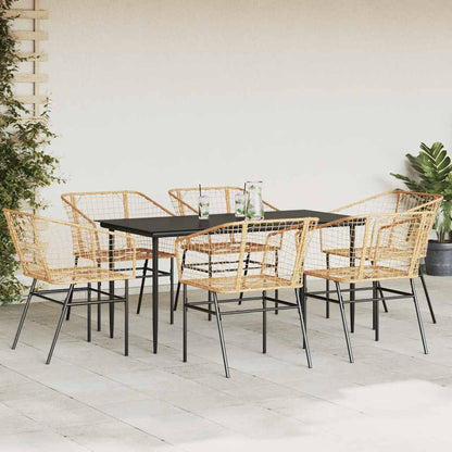 7 Dele Spisebordssæt Til Haven Polyrattan Glas - Billede 3