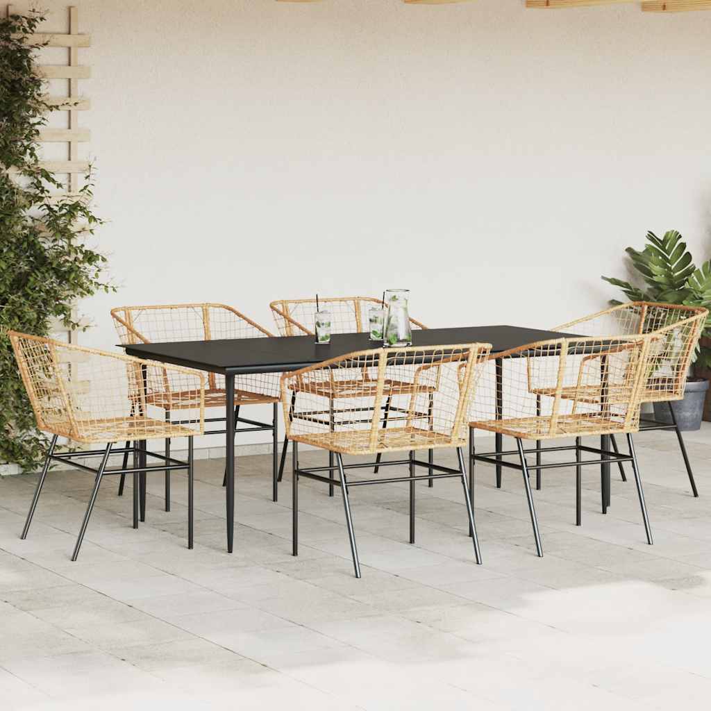5 Dele Spisebordssæt Til Haven M. Hynder Polyrattan Glas Brun