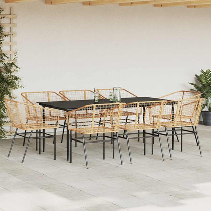 5 Dele Spisebordssæt Til Haven M. Hynder Polyrattan Glas Brun