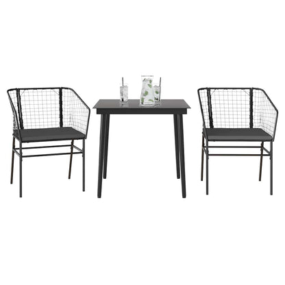 5 Dele Spisebordssæt Til Haven M. Hynder Polyrattan Glas Sort
