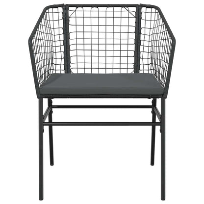 5 Dele Spisebordssæt Til Haven M. Hynder Polyrattan Glas Sort